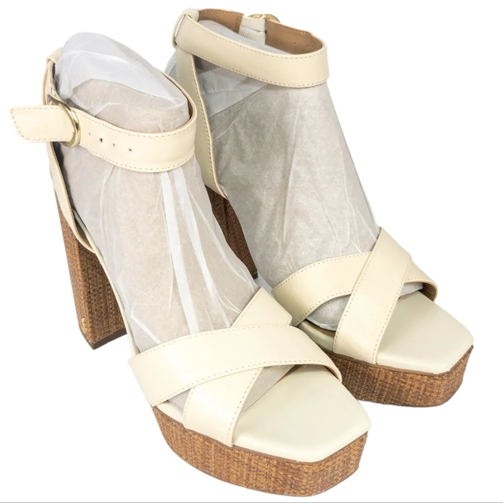 Sam Edelman Kayna Platform High Block Heel Sandal Ivory 8 - Picture 8 of 11